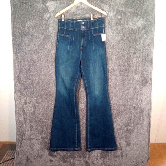 We The Free Jayden Flare Super High Rise Blue 70s Inspired Womens Size 31 - Picture 2 of 13